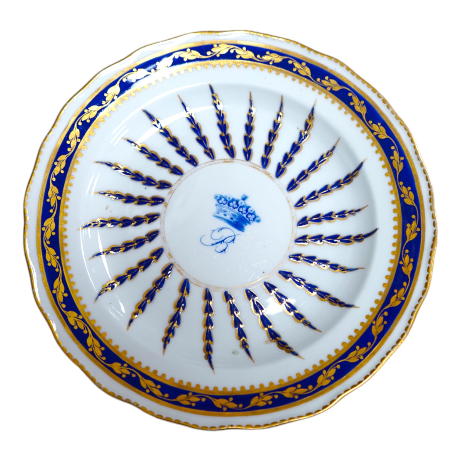 A Derby porcelain plate, c.1800, with Lady Blessington’s crest, 19cm in diameter. Condition - good